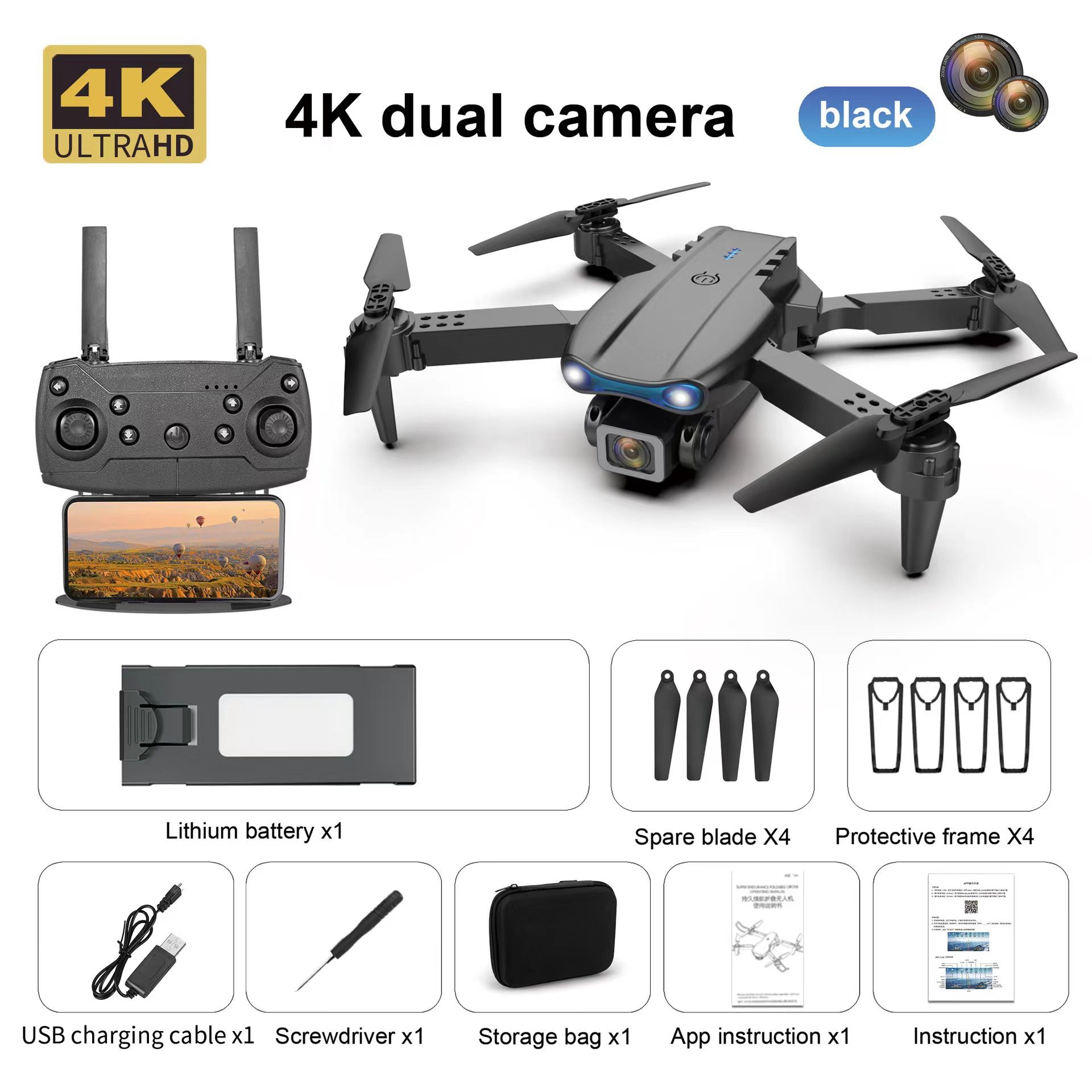 black 4K dual camera 1B