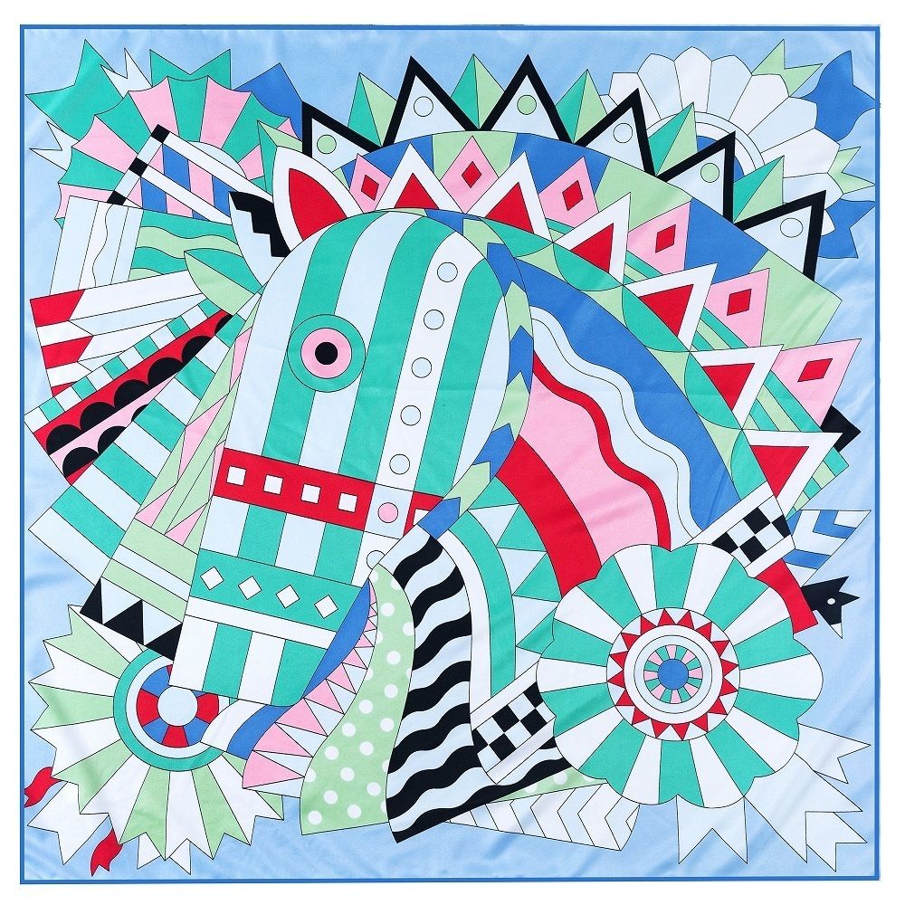 Horse 2 Blue-90cm x 90cm