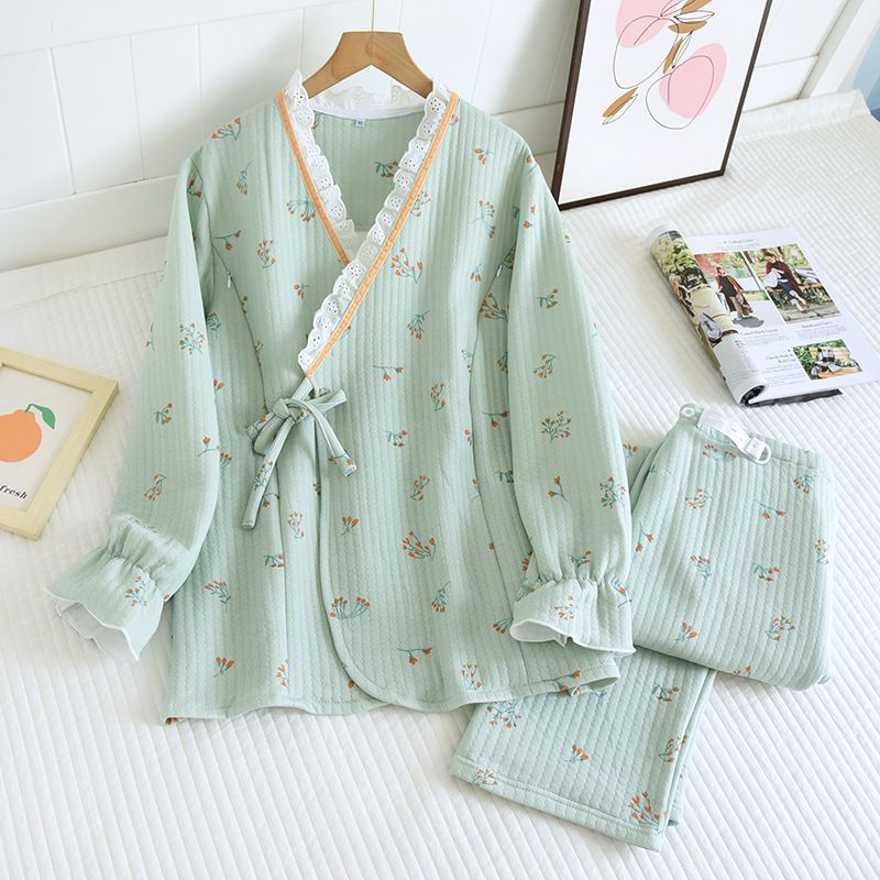 Kimono green floral