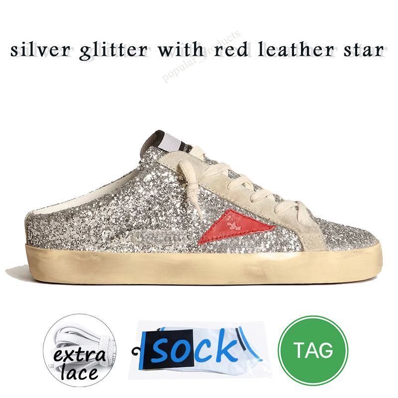 Glitter prata A15 com estrela de couro vermelho