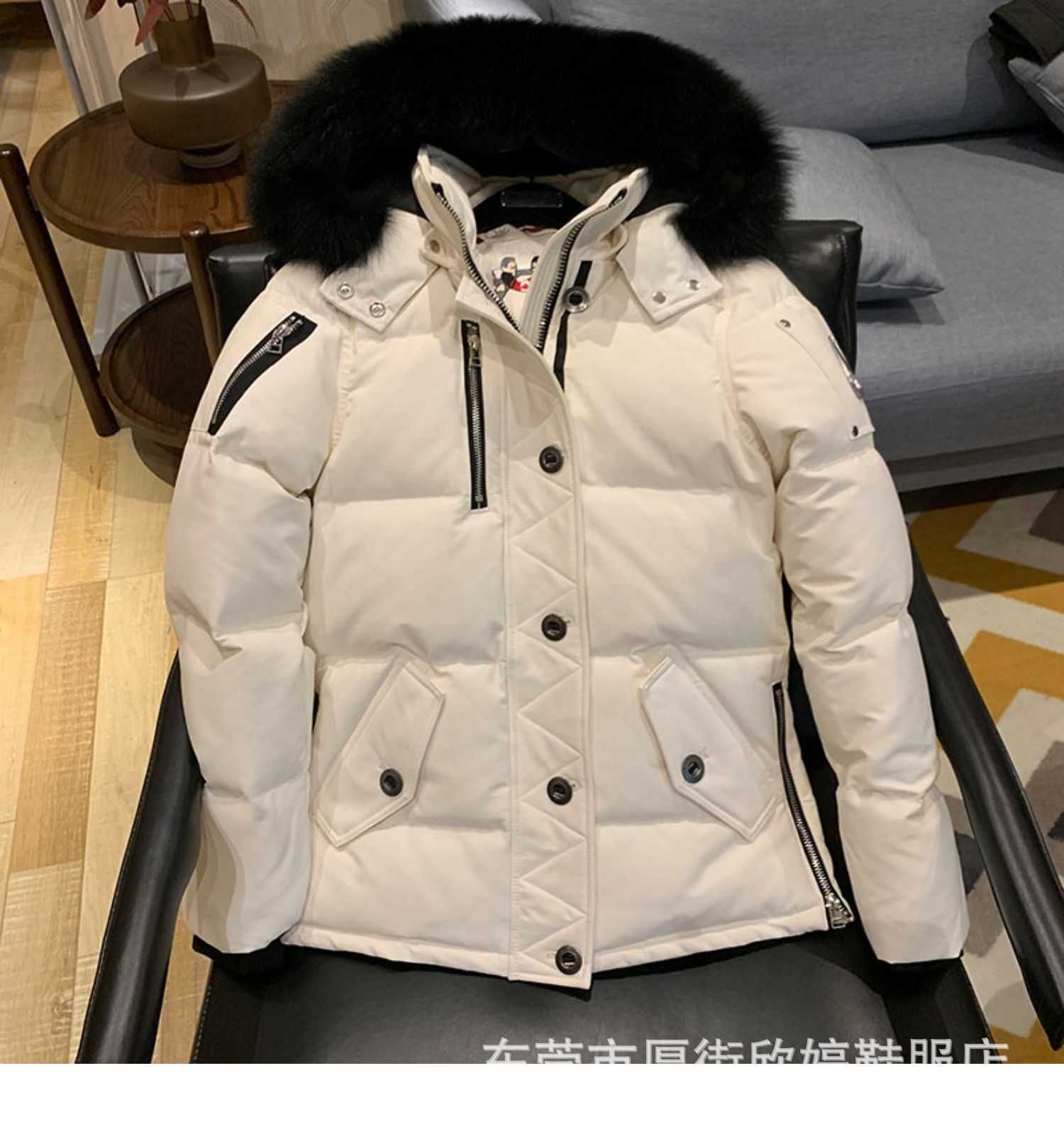 women&#039;s white+black fur collar