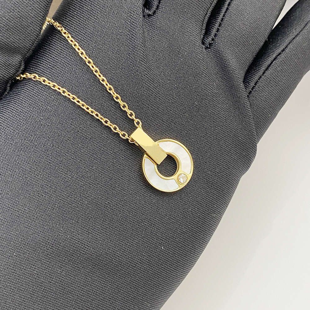 White Beige Gold Pancake Necklace. Bao