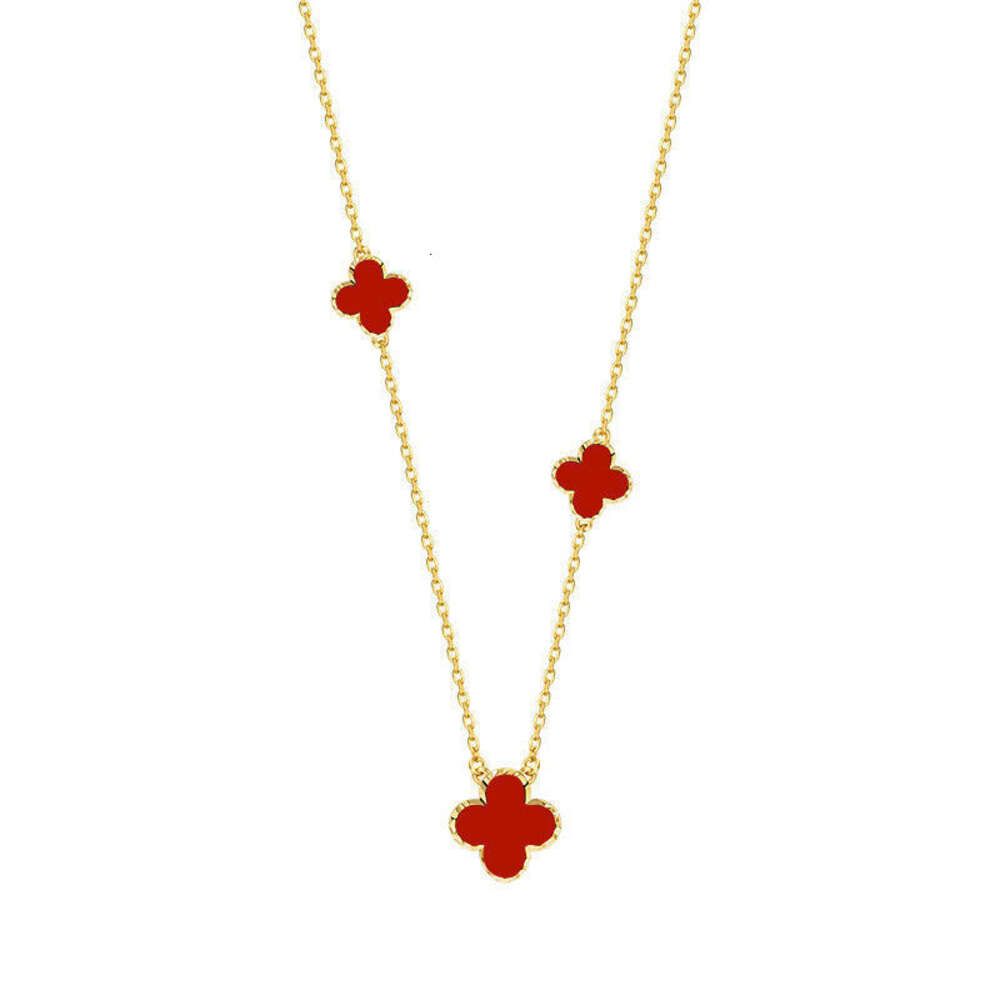 Halsband - Three Flower Style - Red 8mm