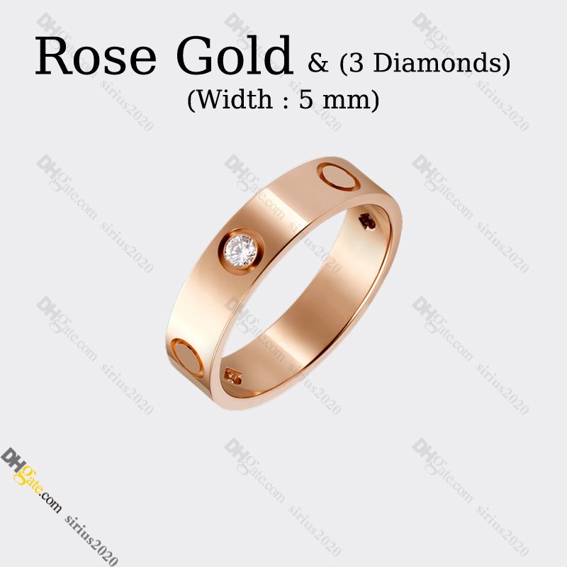 Or rose (5 mm) -3 diamants