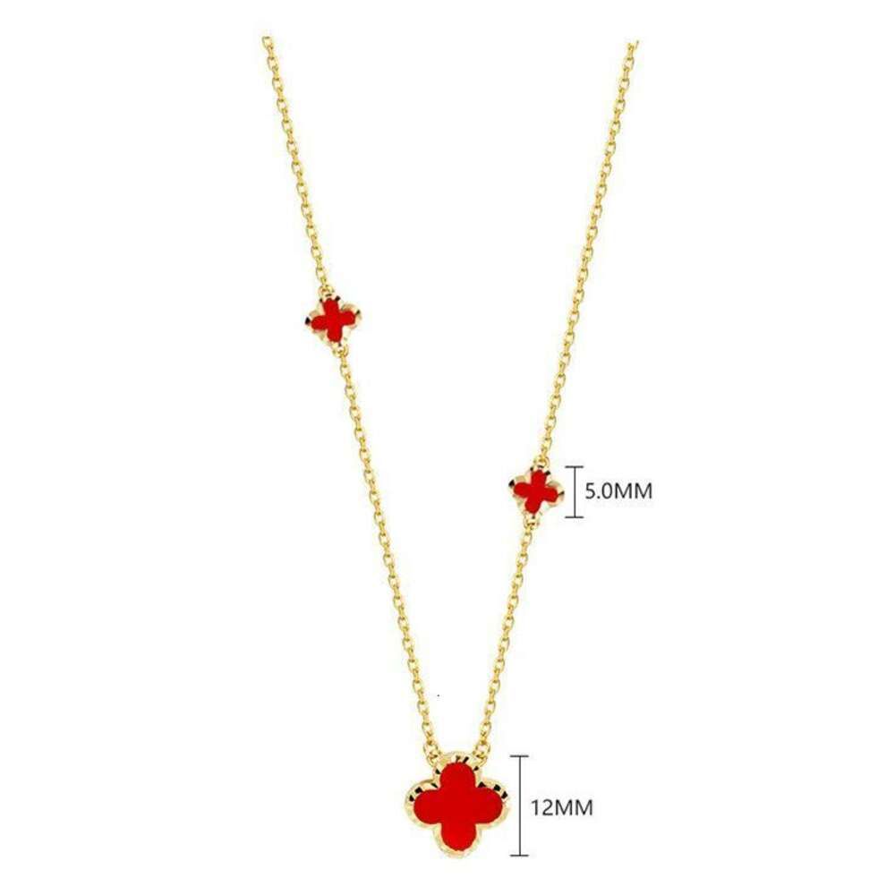 Halsband - Three Flower Style - Red 5mm