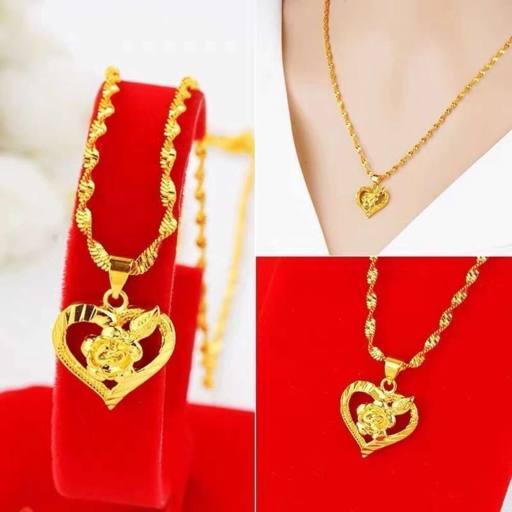 24 Gold Love Rose Pendant+Water Wave N N