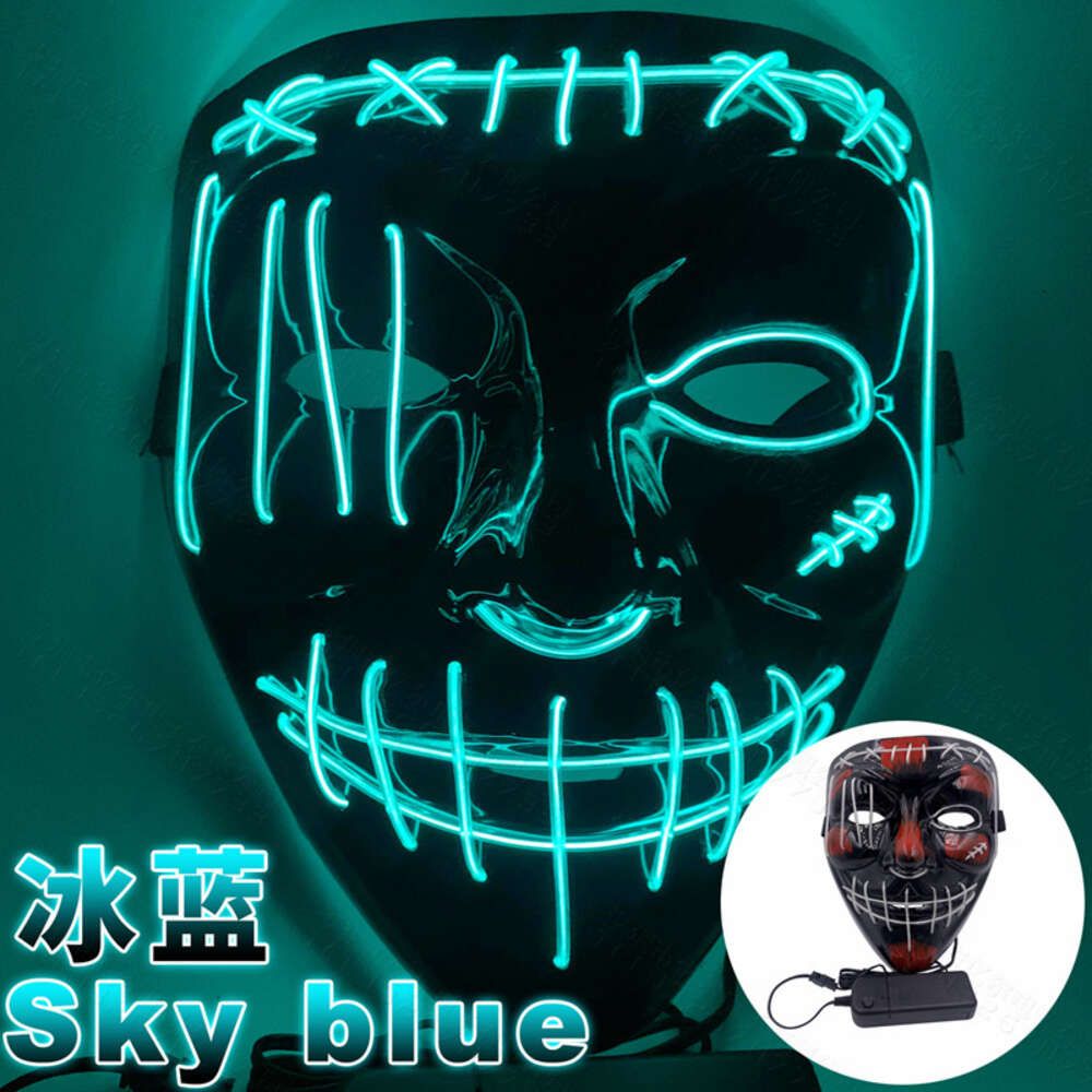 Ice Blue-mj083 Skull Scar Luminous Mask
