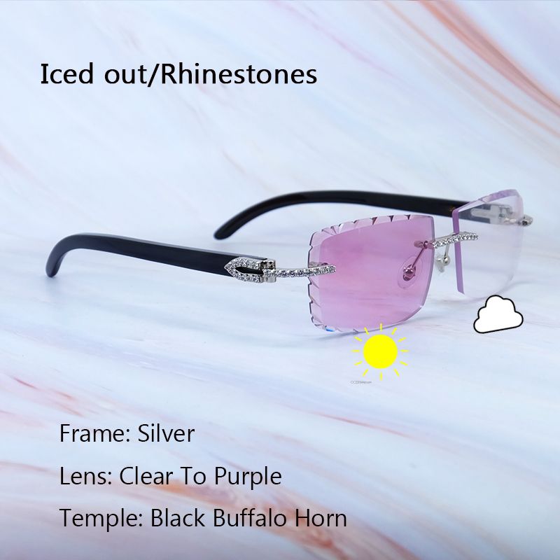 Black Buffs Rhinestons Silver Purple