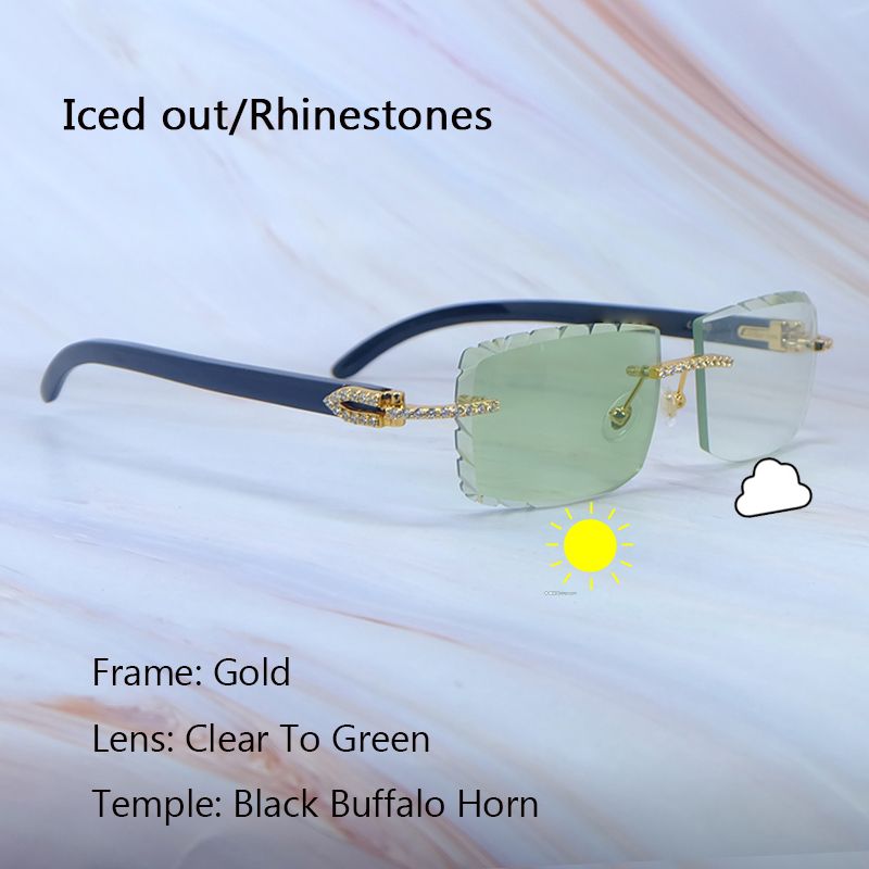 Black Buffs Rhinestons Gold Green