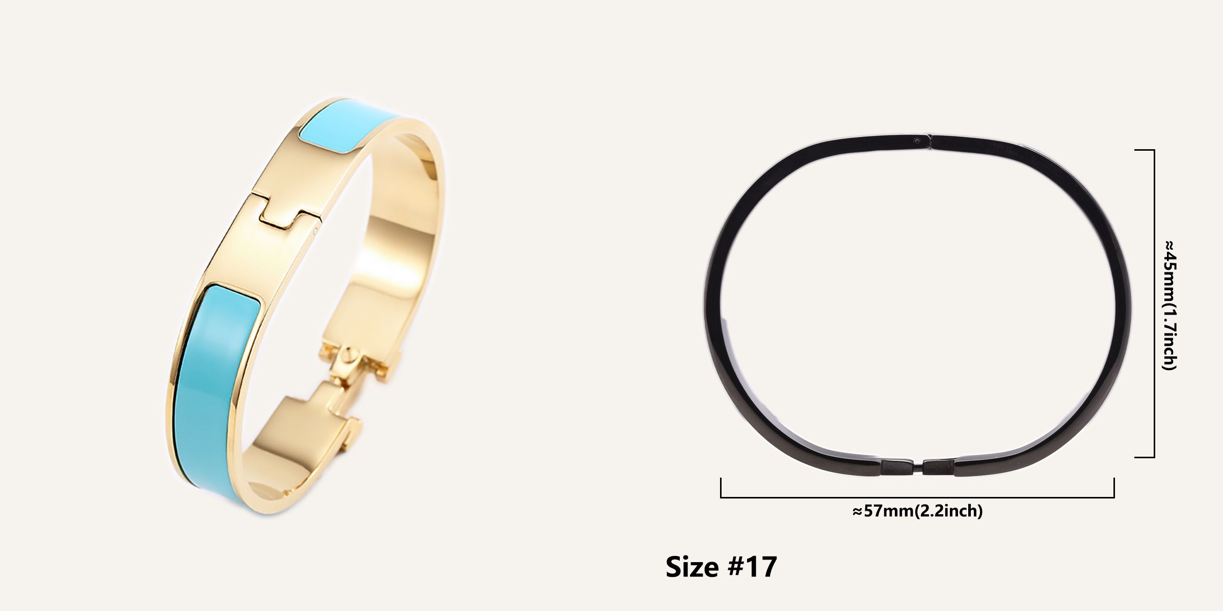 Bracelet Bleu Clair Or 17