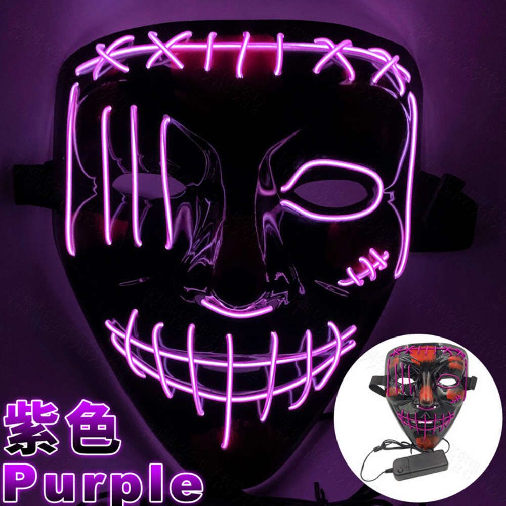 Purple Mj083 Skull Scar Luminous Mask