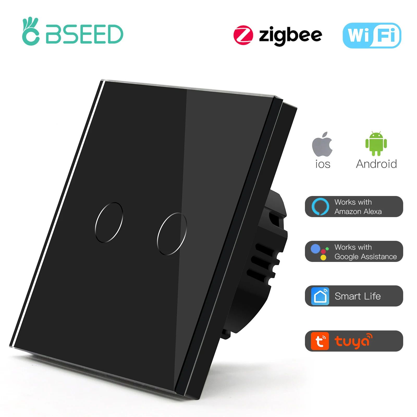 WiFi 2Gang Black-Zigbee