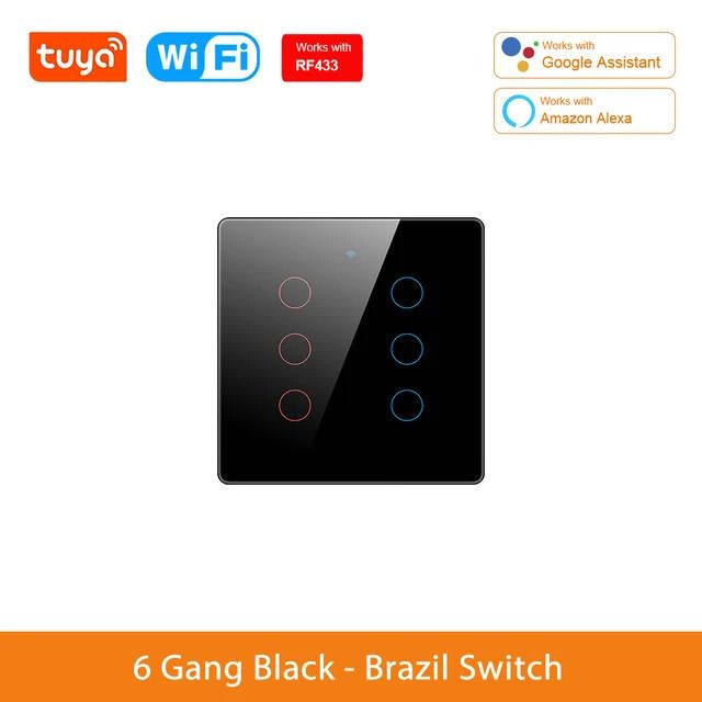 Noir 6 gangs-100-240v-Brésil Standard