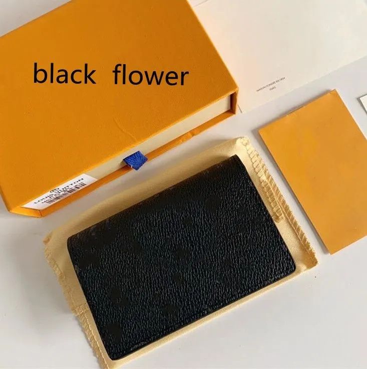 porte-cartes pliable à fleurs noires