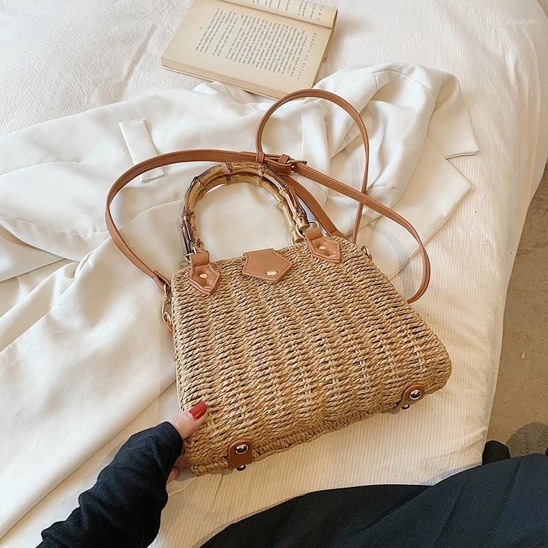 khaki straw bag