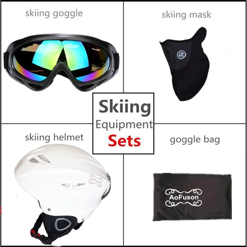 White Ski Helmet Set-Xl(59-62 Cm)