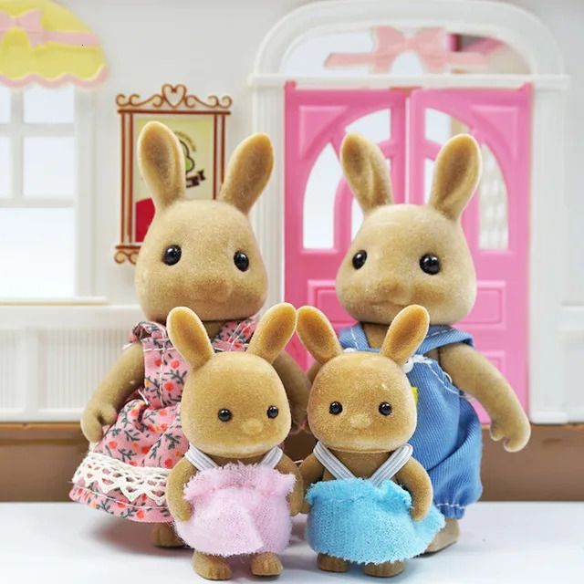 Famille de lapin marron