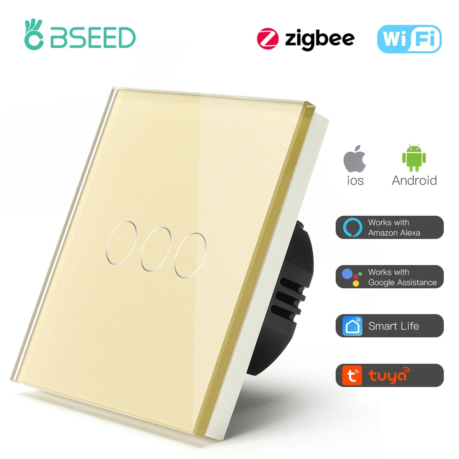 Wi-Fi 3gang Gold-Zigbee