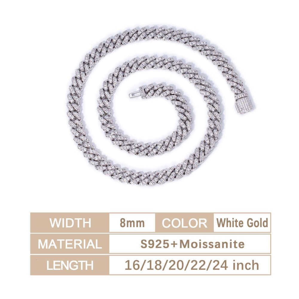 8mm White Gold-6inch Bracelet