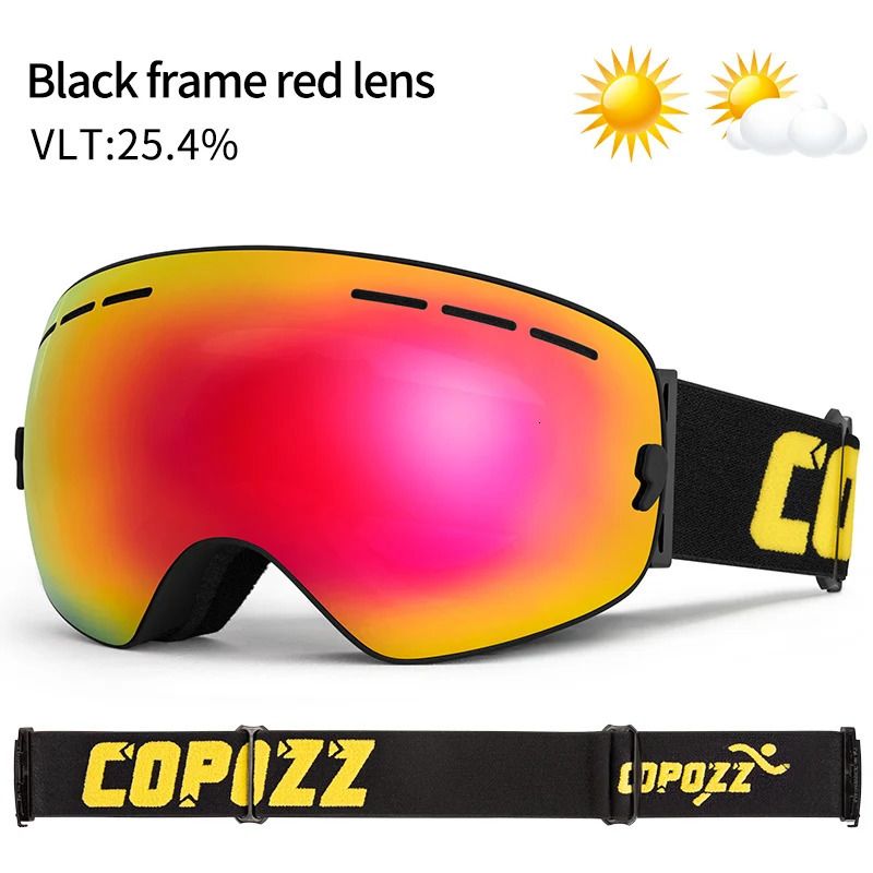 black frame red lens