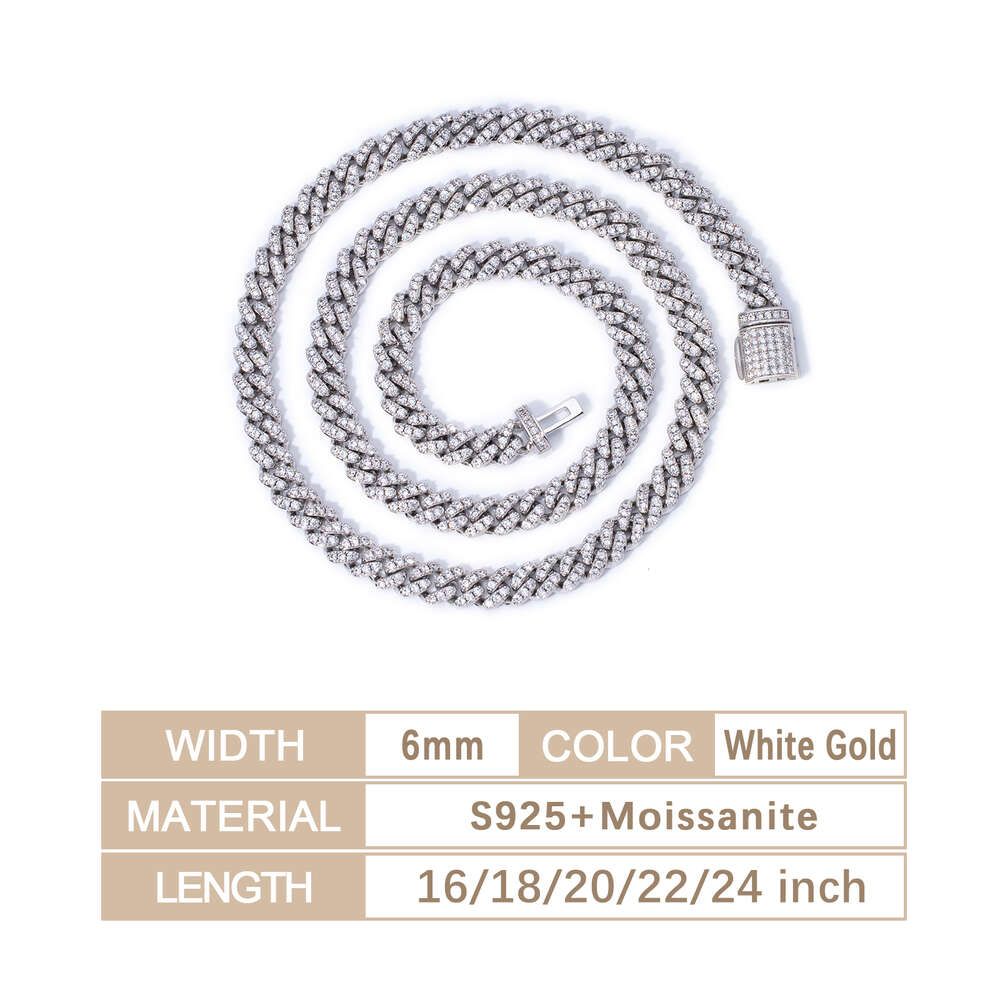 Pulseira de 6 mm em ouro branco de 8 polegadas