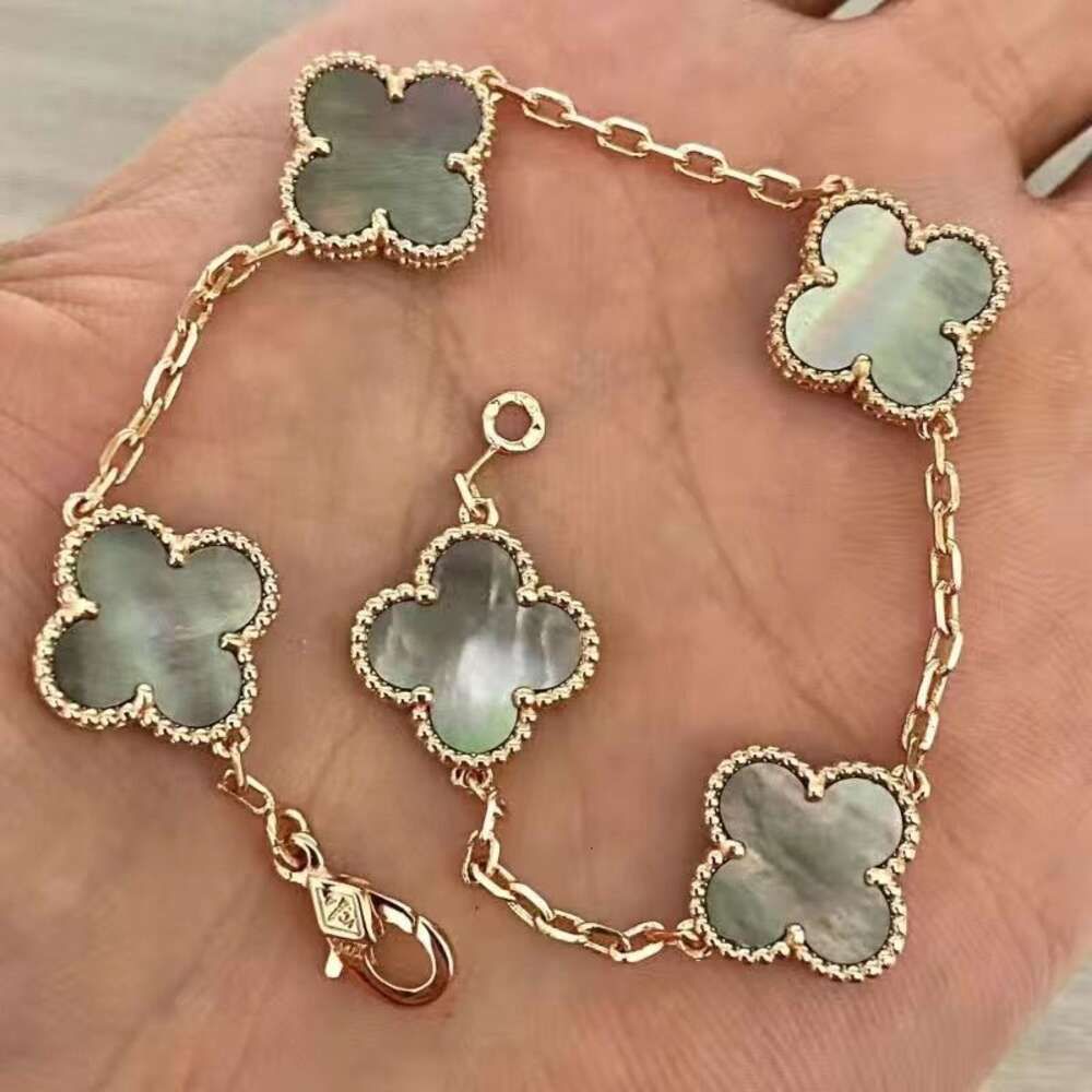 Grey Mother Shell Clover Bracelet - Ro