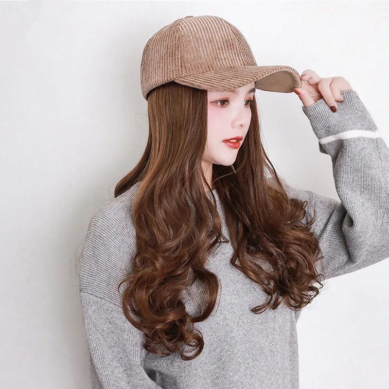 khaki hat brown wig