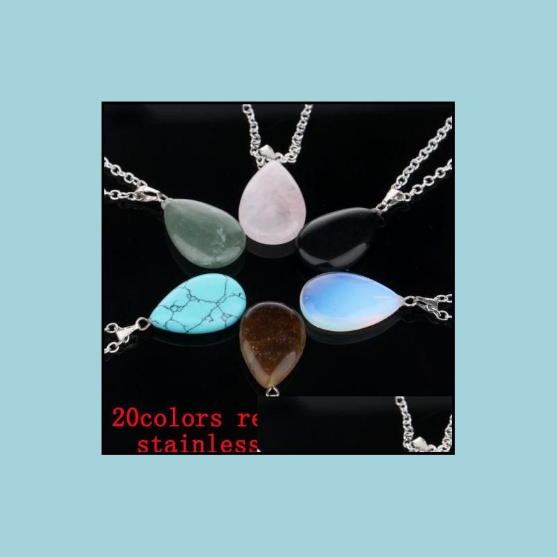 Drop Natural Stone Chain Necklaces