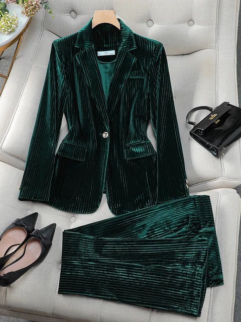 green pant suit