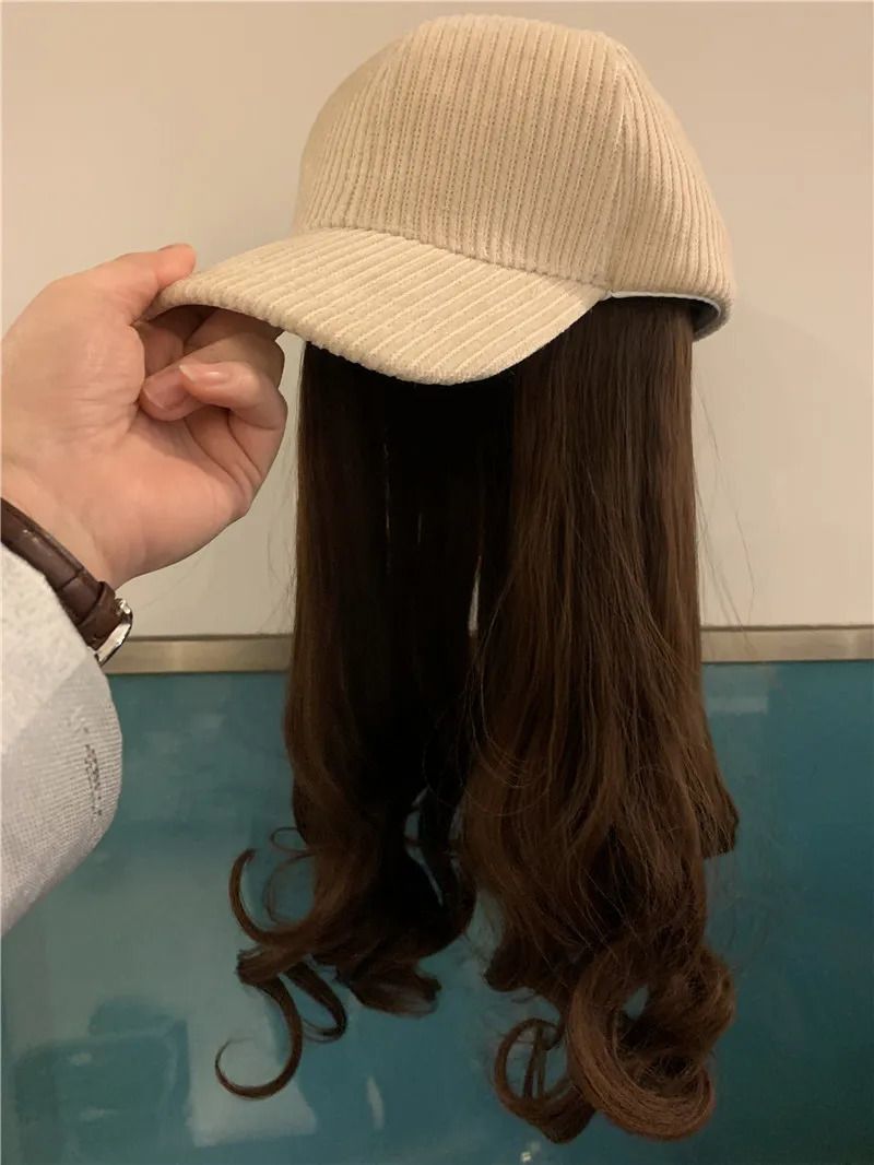 beige hatt brun peruk
