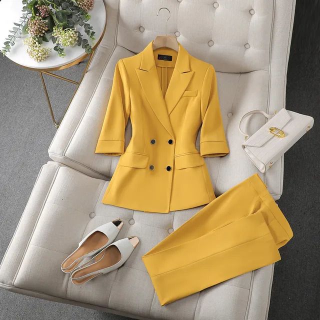 yellow coat pants