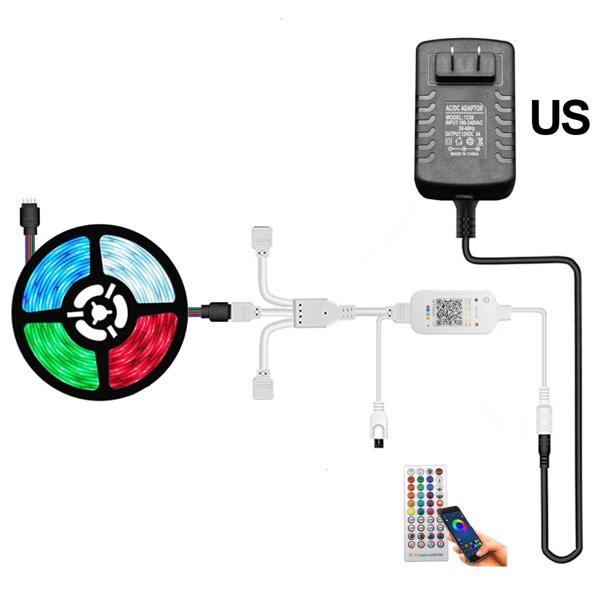 US 12V 1A 5M IP20-Bluetooth Kontrolü