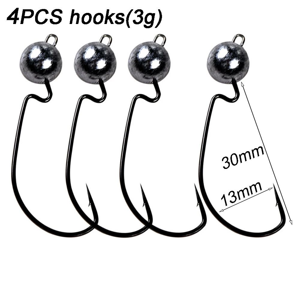4pcs Worm Hooks (3g)-5.5cm