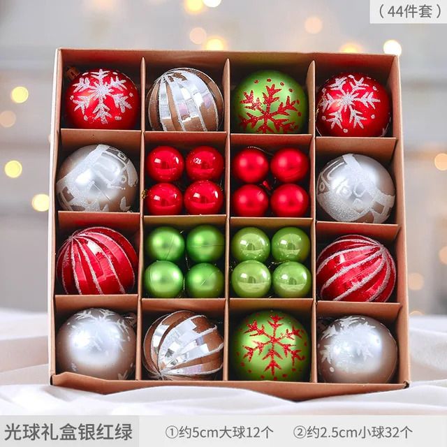 44pc Red Green Silve-As Shown Picture