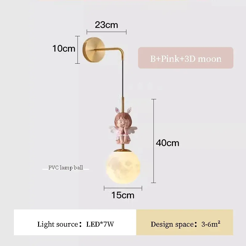 Sem lâmpada B rosa lua 3D