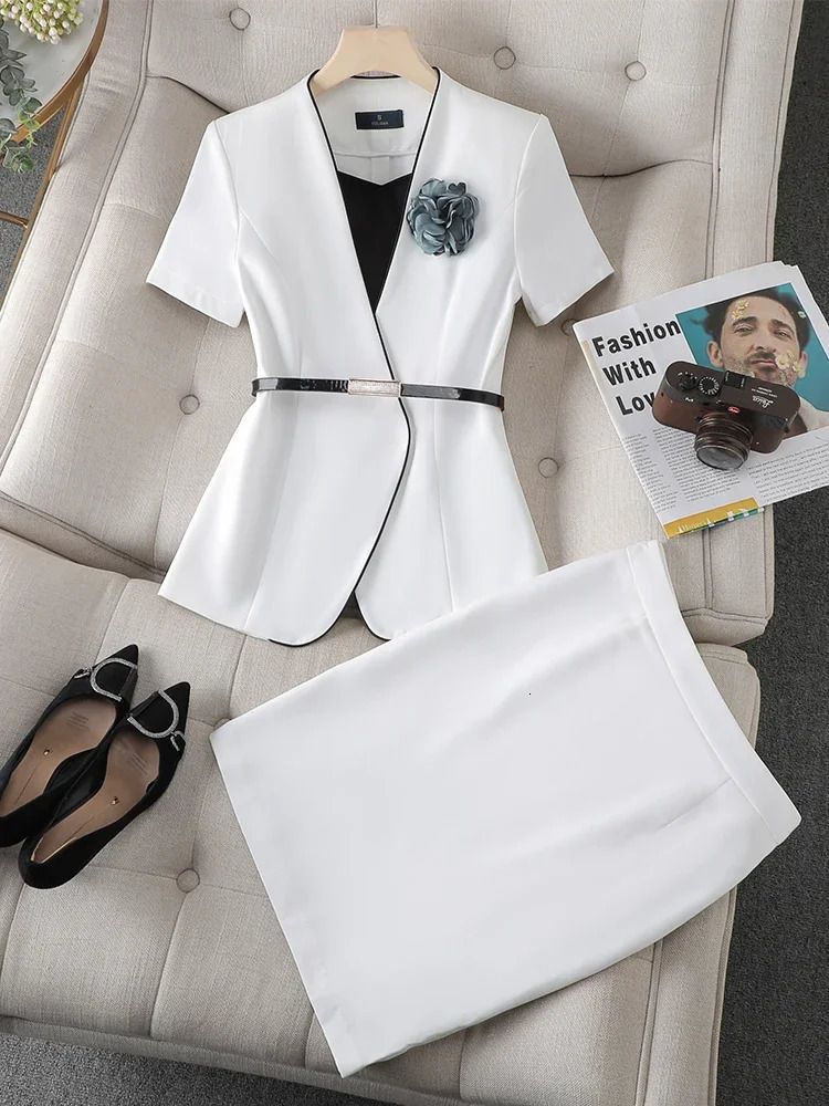 white skirt suit