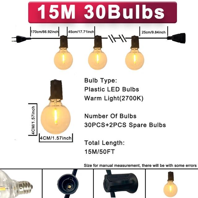 50 piedi 30 lampadine-Eu 220v