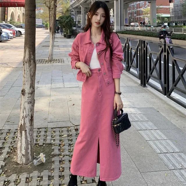 pink coat skirt