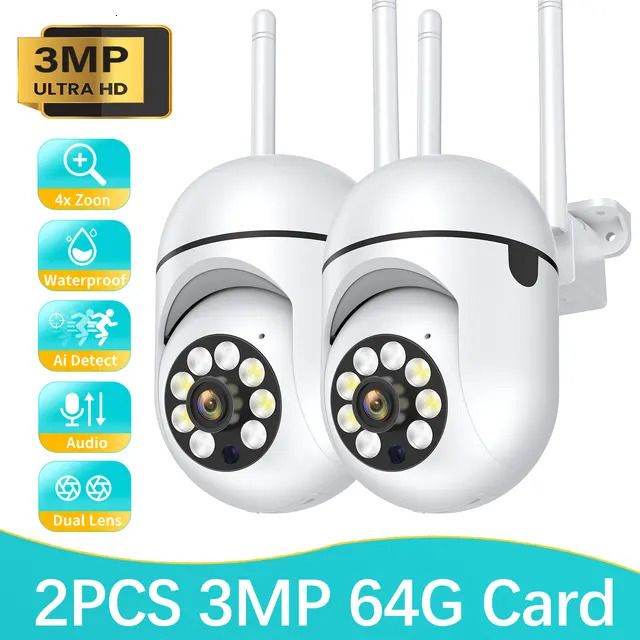 Câmera 3mp 64g 2pcs-Plugue Eu