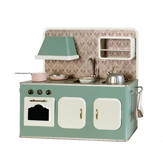 green kitchen set