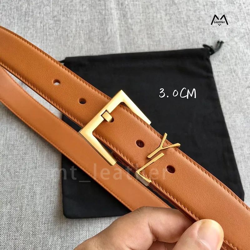 3# 3.0cm Golden buckle brown belt