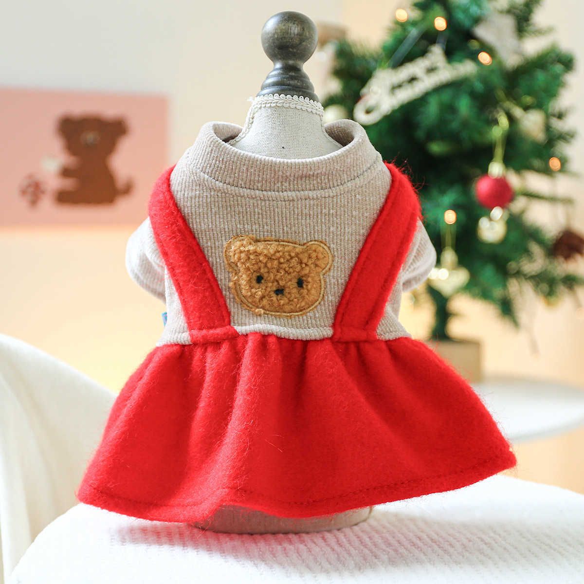 christmas bear red skirt