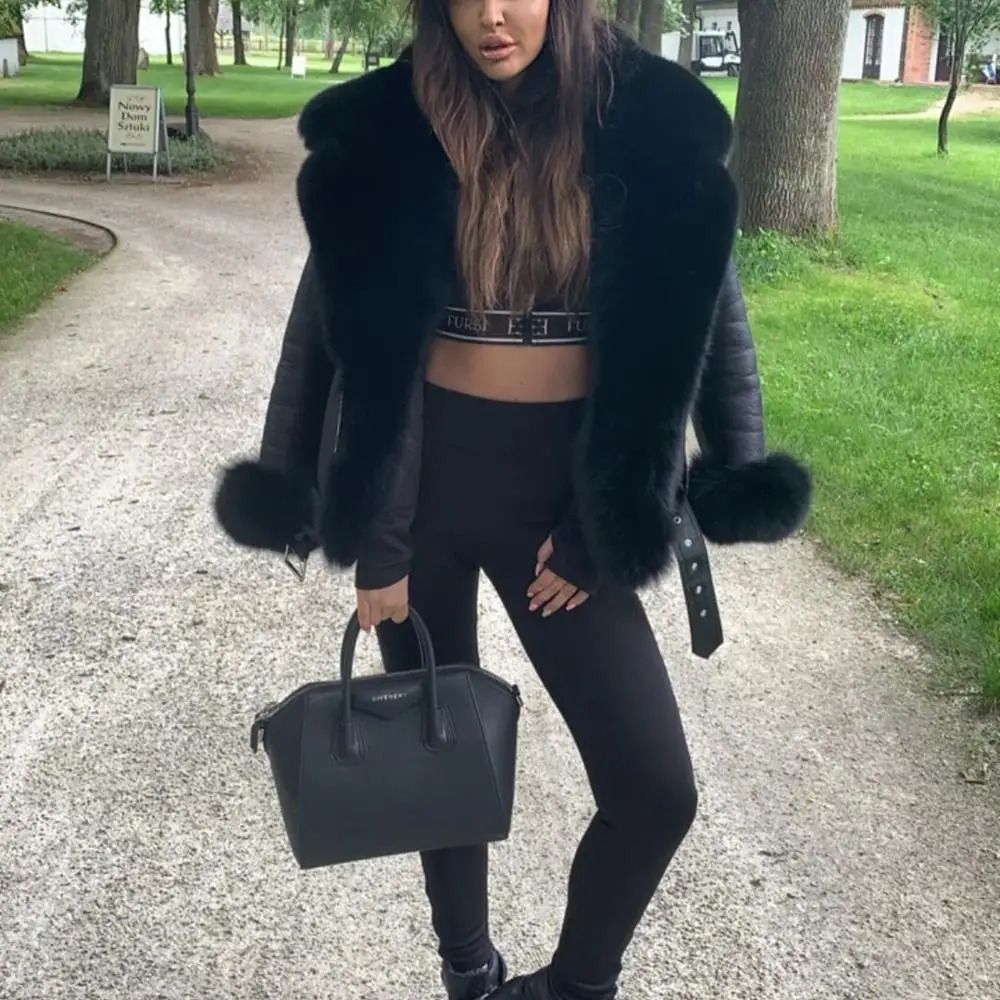 black fur leather