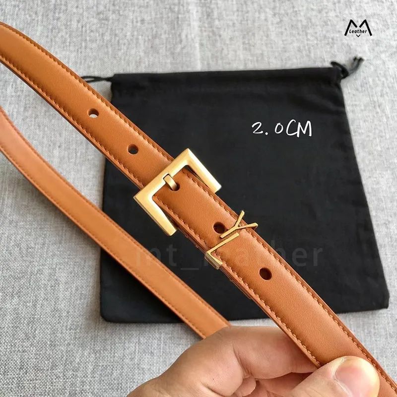 Ceinture marron à boucle dorée 9 # 2.0cm