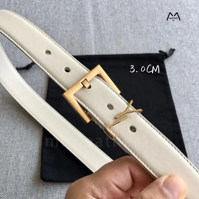 4 # 3.0cm boucle dorée ceinture blanche