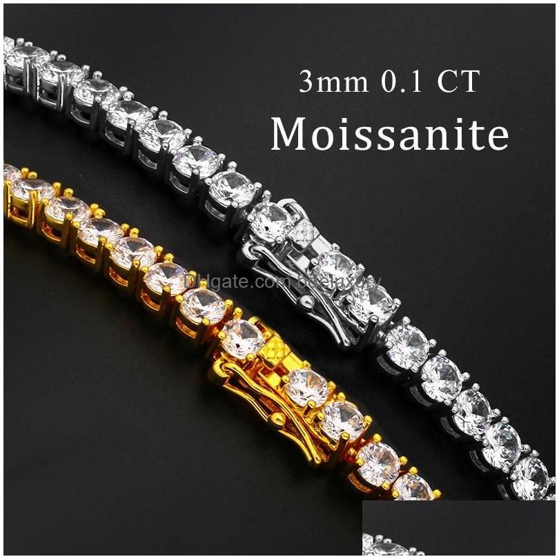 Moissanite 3mm 0.1ct Cina 7 pollici 17,5 cm