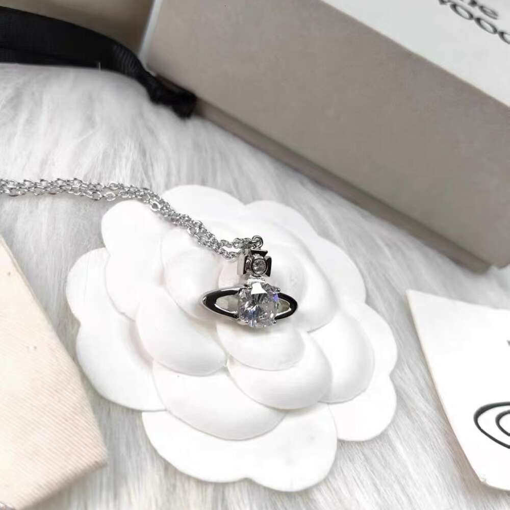 White Diamond Saturn Necklace