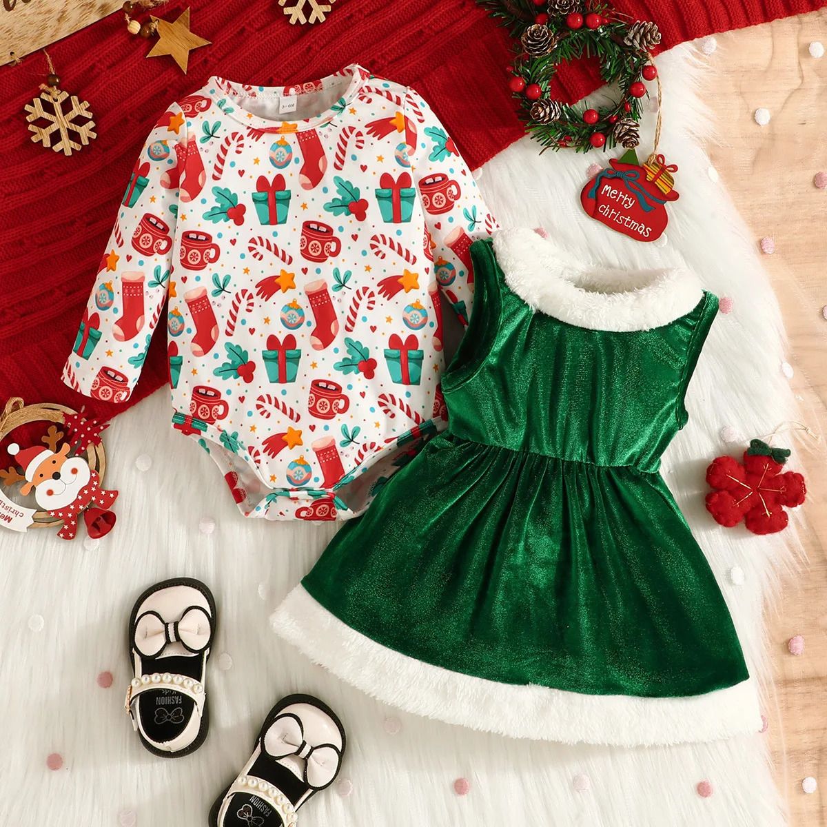 conjunto de navidad verde