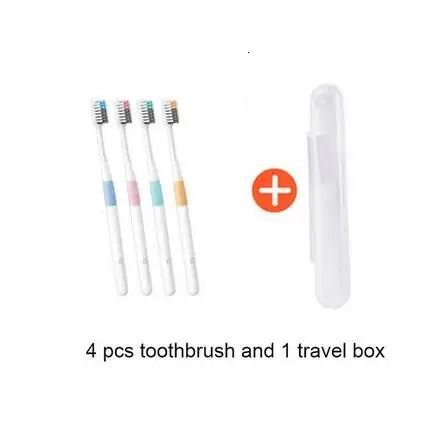 4 Zahnbürsten und 1 Box