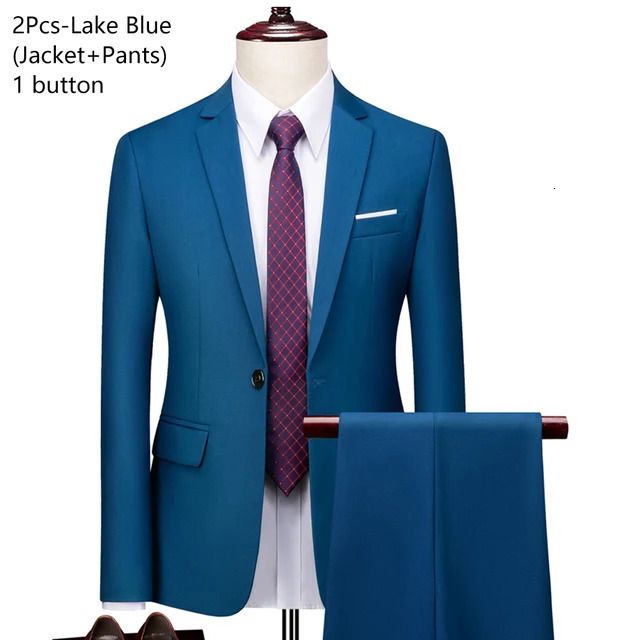 traje de 2 piezas azul lago